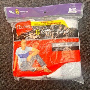 Hanes Mens Low Cut Cushion Socks Size 6-12 Gray White (6 Pairs)
